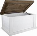 Coffre en bois massif « UK » blanc et brun avec vérin 60 × 40 × 34 cm
