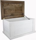 Coffre en bois massif « UK » blanc et brun avec vérin 60 × 40 × 34 cm