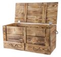 Coffre en bois flambé XXL à 2 tiroirs 85 × 39 × 40 cm