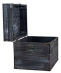 Coffre en bois vintage noir shabby avec couvercle 45 × 35 × 35 cm