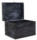 Coffre en bois vintage noir shabby avec couvercle 45 × 35 × 35 cm