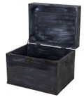 Coffre en bois vintage noir shabby avec couvercle 45 × 35 × 35 cm