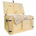 Grand coffre en bois « Oskar » naturel 80 × 45 × 47 cm