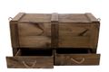 Coffre en bois XXL patiné foncé à 2 tiroirs 85 × 39 × 40 cm