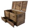 Coffre en bois XXL patiné foncé à 2 tiroirs 85 × 39 × 40 cm