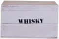 Coffre en bois ancien blanc « Whisky » avec couvercle — taille M