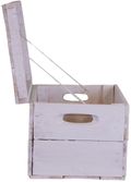Coffre en bois ancien blanc « Whisky » avec couvercle — taille M