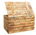 Coffre en bois flambé grand format 80 × 50 × 39 cm