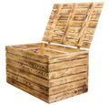 Coffre en bois flambé grand format 80 × 50 × 39 cm