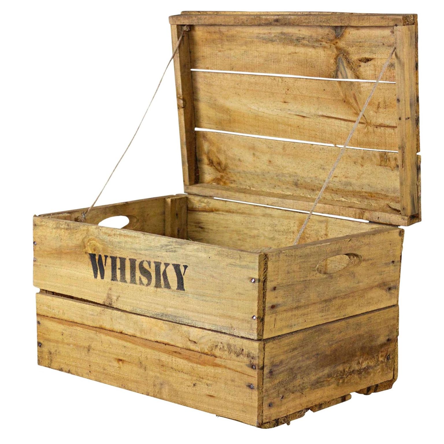 Caisse rustique à couvercle imprimée « Whisky » 42 × 27 × 25 cm