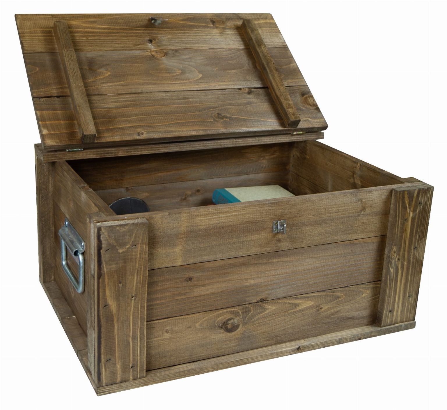 Coffre en bois « Hugo » brun avec couvercle 50 × 36 × 26 cm