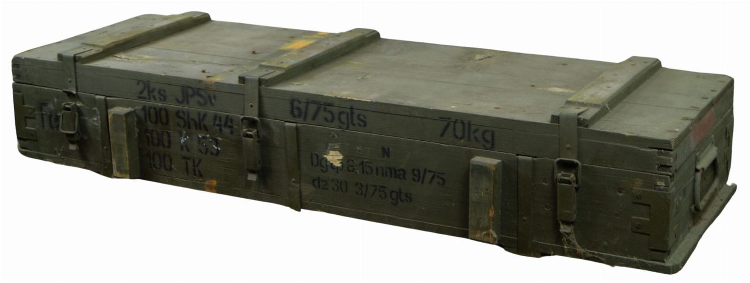 Caisse à munitions longue — second choix — 118 × 38 × 22 cm