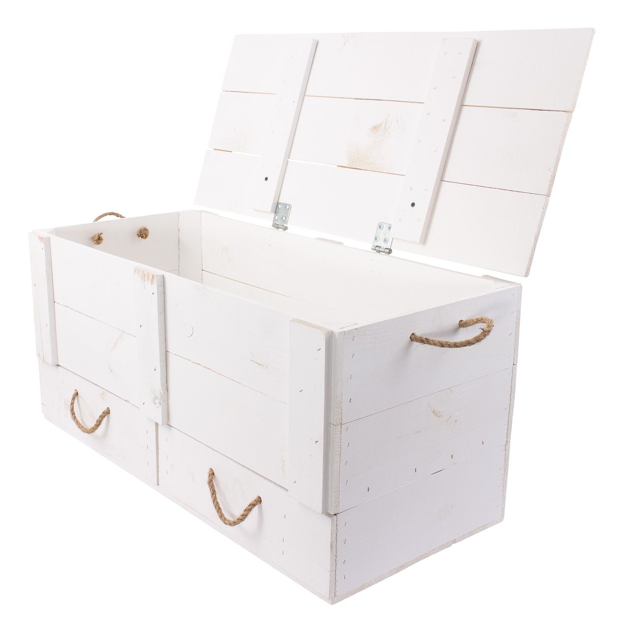 Coffre en bois XXL blanc à 2 tiroirs 85 × 39 × 40 cm