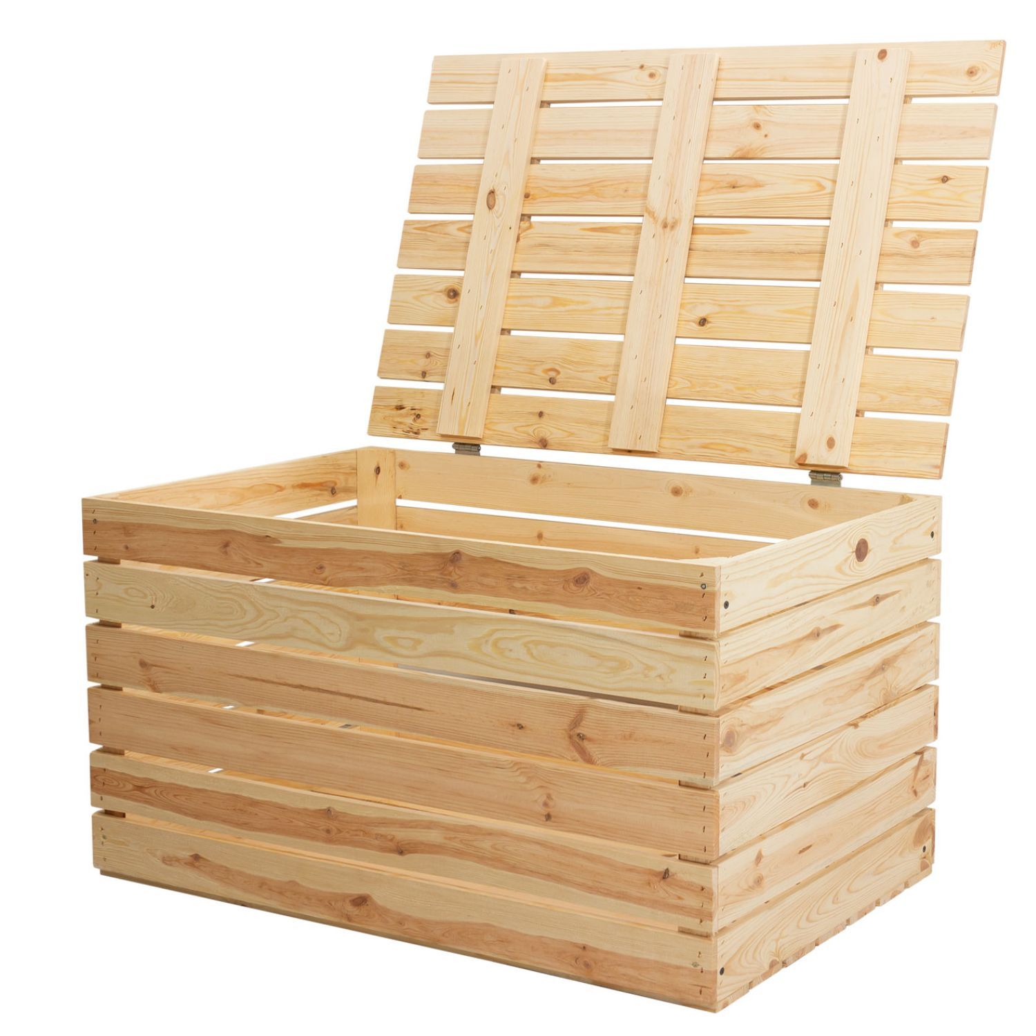 Coffre en bois naturel grand format 80 × 50 × 39 cm