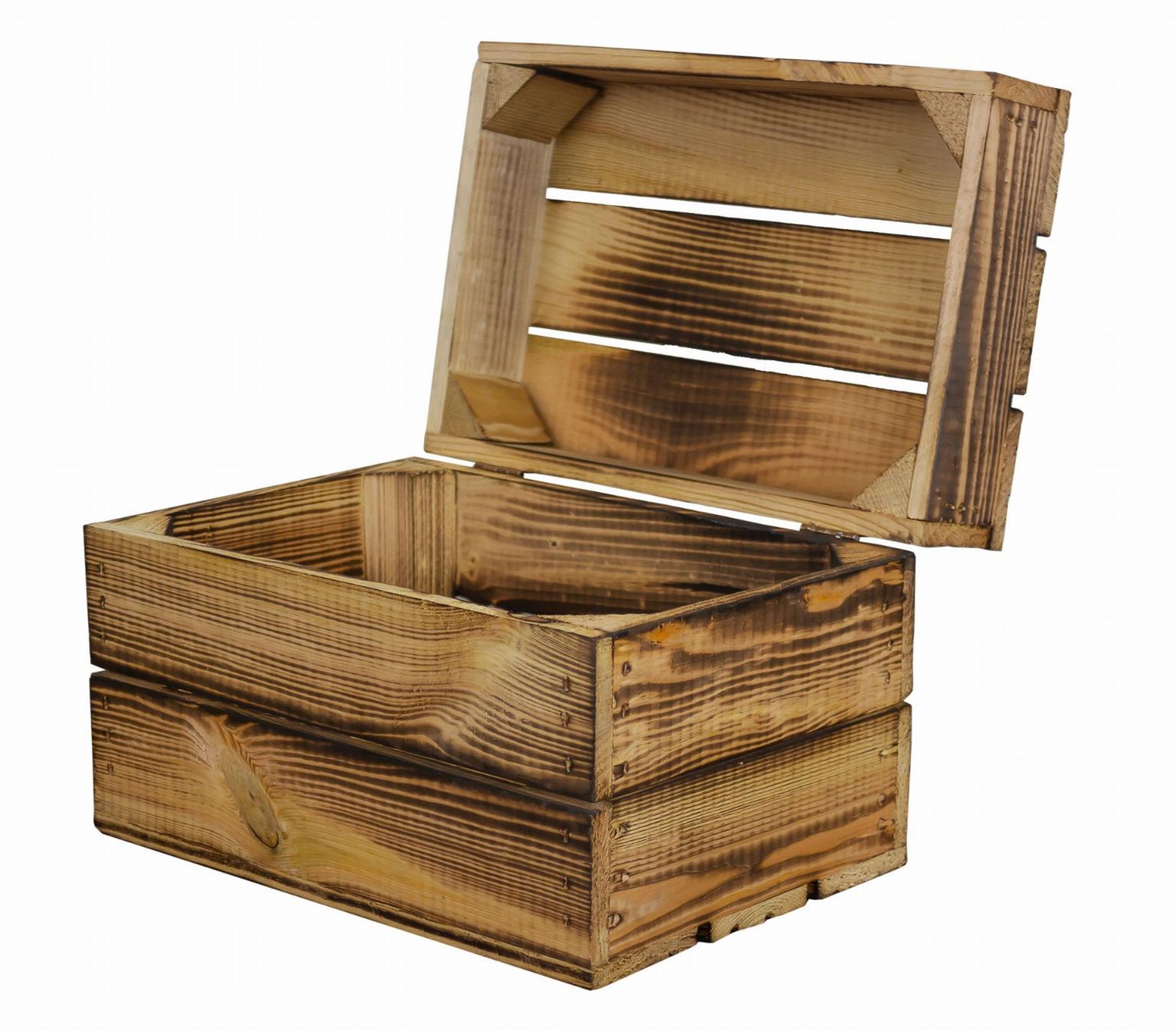 Petit coffre en bois flambé « Assos » S — 30 × 20 × 20 cm