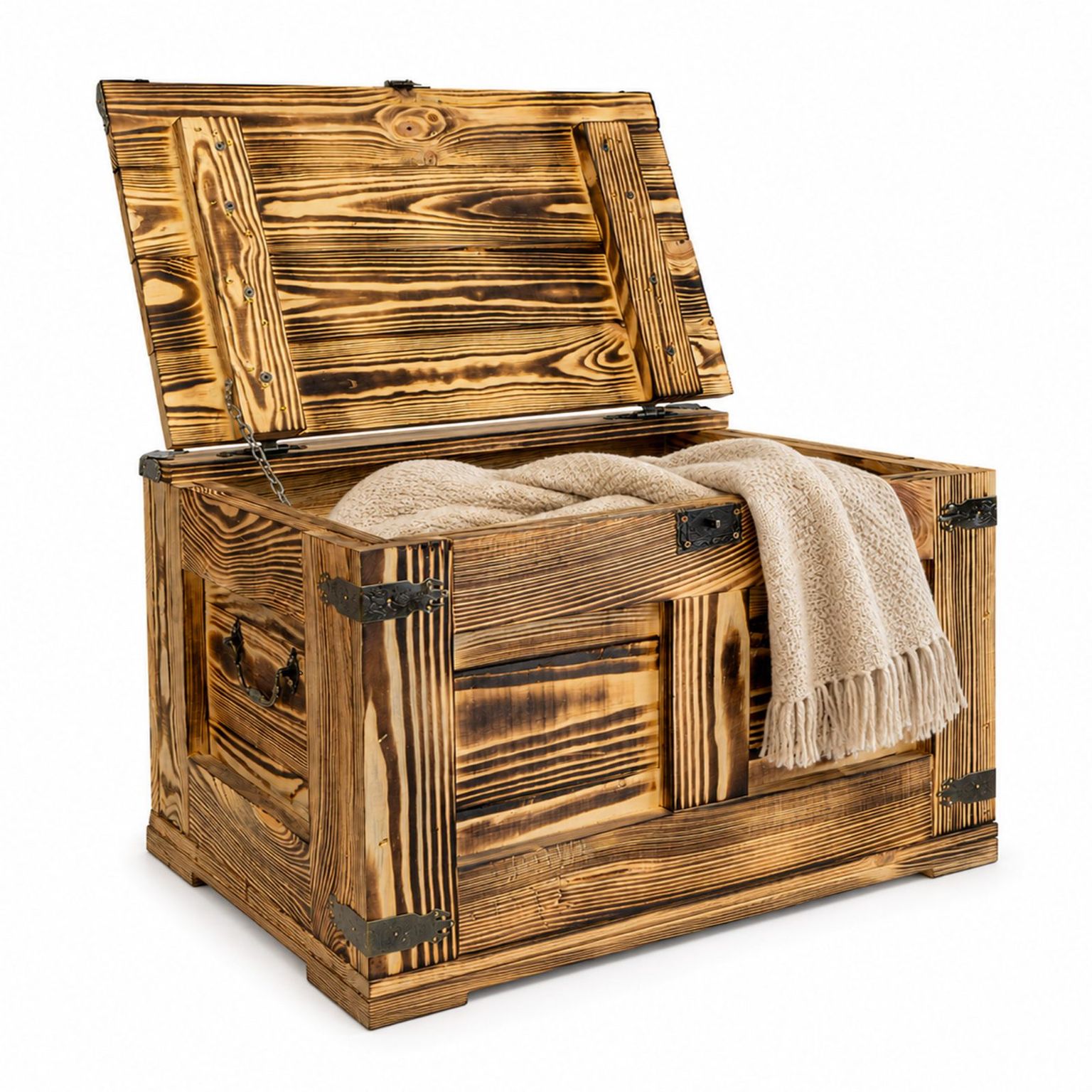 Coffre en bois flambé « Barbossa » 48 × 36 × 31 cm